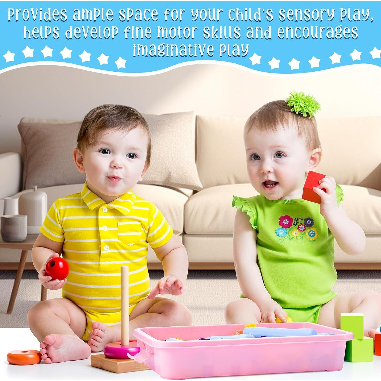 Bandeja de Arena Sensorial Beeveer 2 Pcs con Tapa 39x25x8 cm