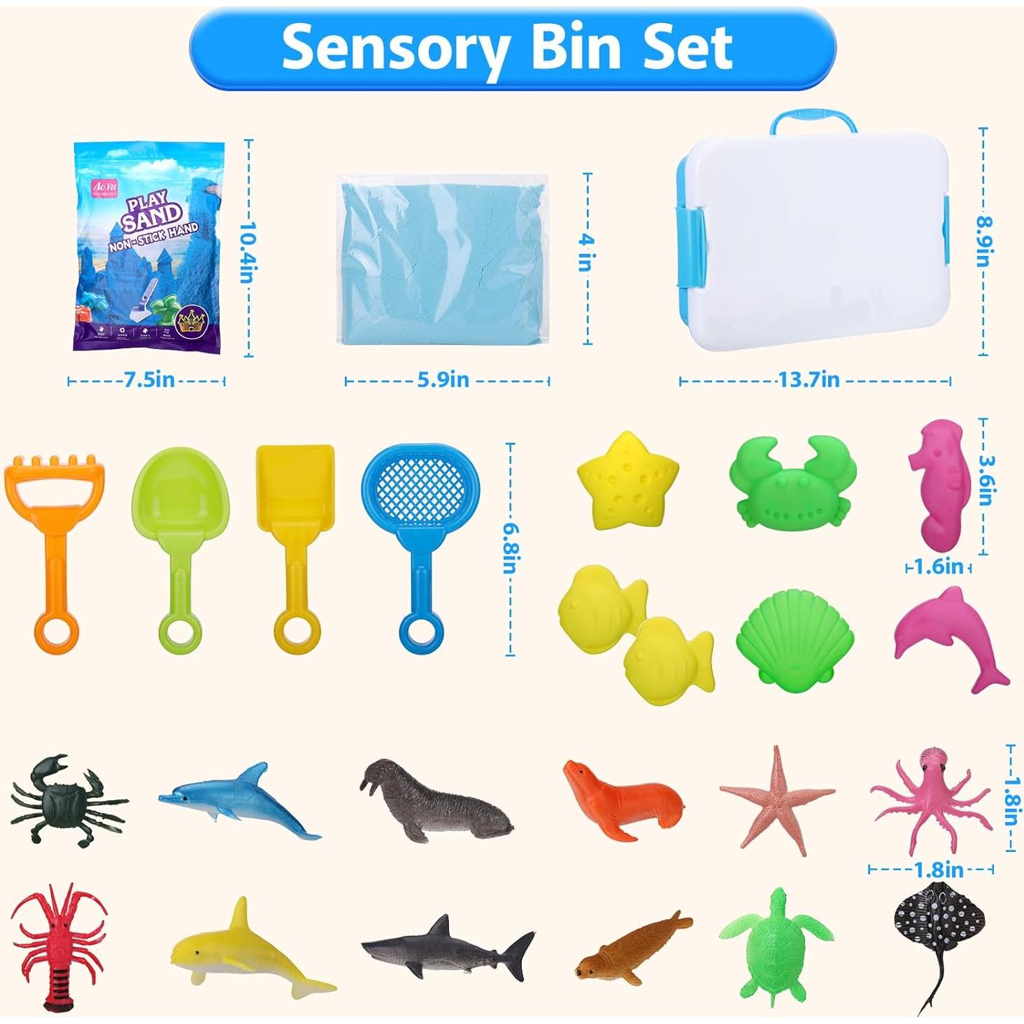 Caja Sensorial Oceánica Vodolo con 1.42 kg de Arena de Juego