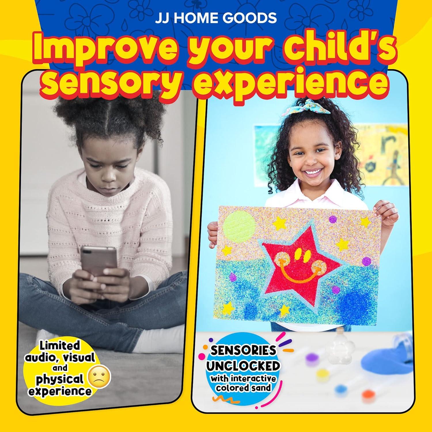 JJ CARE Colored Sand, 16.5 lbs. [15 Bottles] Craft Sand Art Kit for Kids 3 Years Above, Non-Toxic Color Sand Art Bulk, UV Stable Colorful Sand for Crafts, Wedding & Decorations, Kids Art Sand