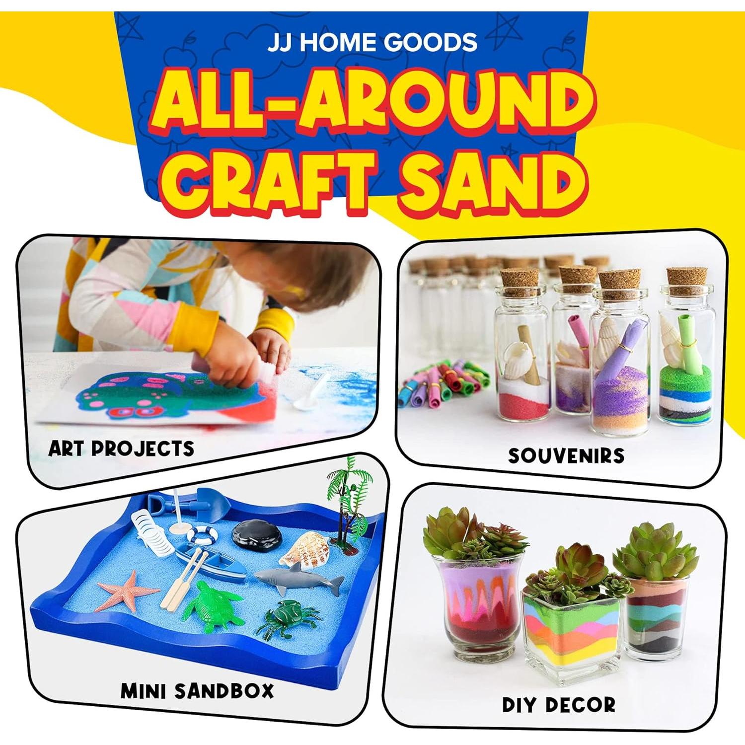JJ CARE Colored Sand, 16.5 lbs. [15 Bottles] Craft Sand Art Kit for Kids 3 Years Above, Non-Toxic Color Sand Art Bulk, UV Stable Colorful Sand for Crafts, Wedding & Decorations, Kids Art Sand