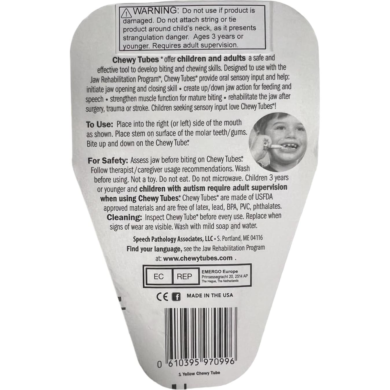 Mordedor Sensorial Chewy Tubes Amarillo - 2 Piezas - 19.94g