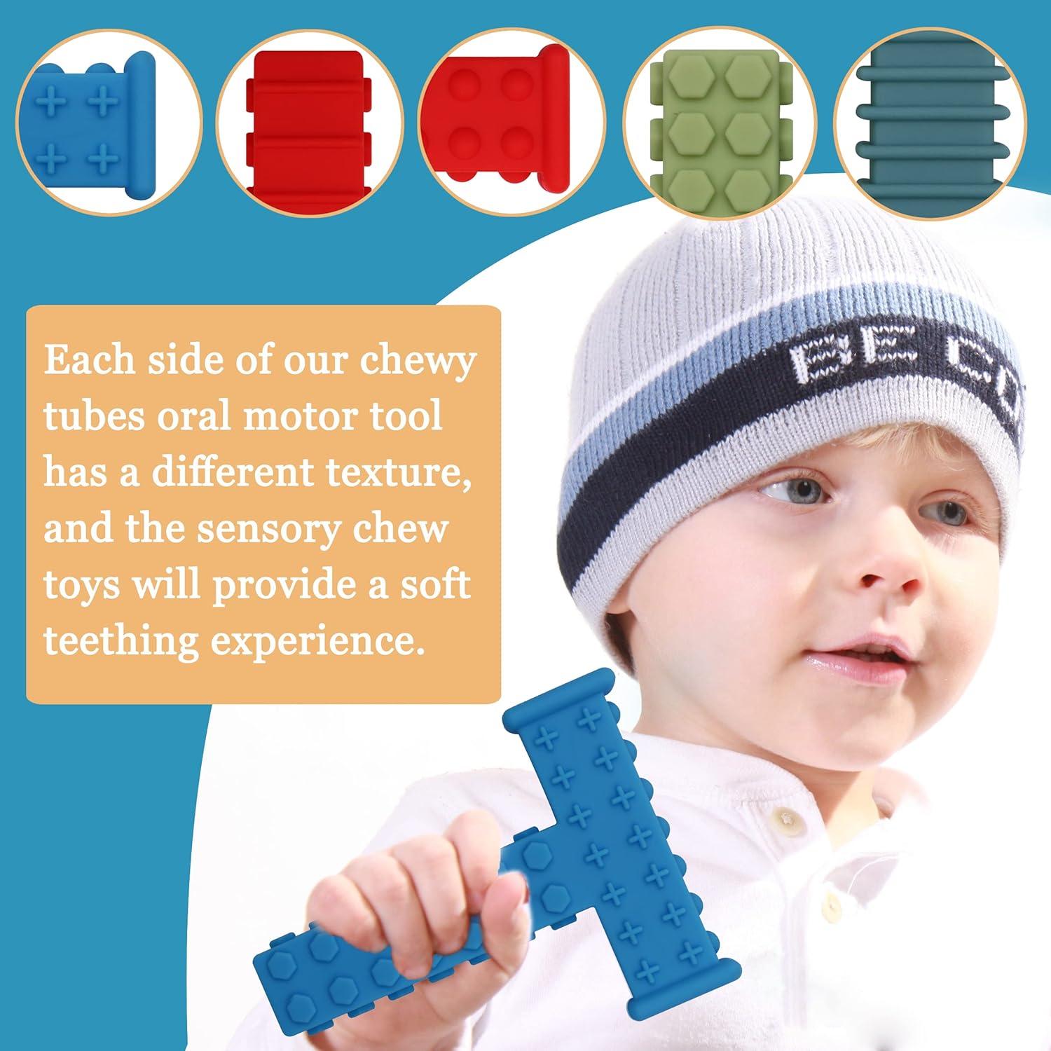 Juguetes Masticables Sensoriales Atsky - Paquete de 5 Tubos de Silicona