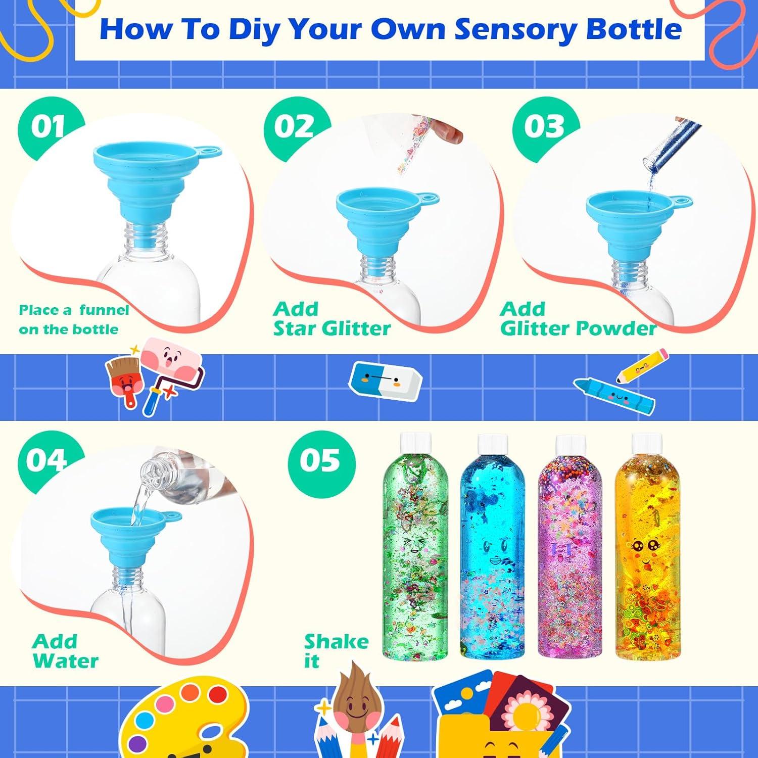 Baderke 24 Botellas Sensoriales Plásticas 400 ml con Accesorios