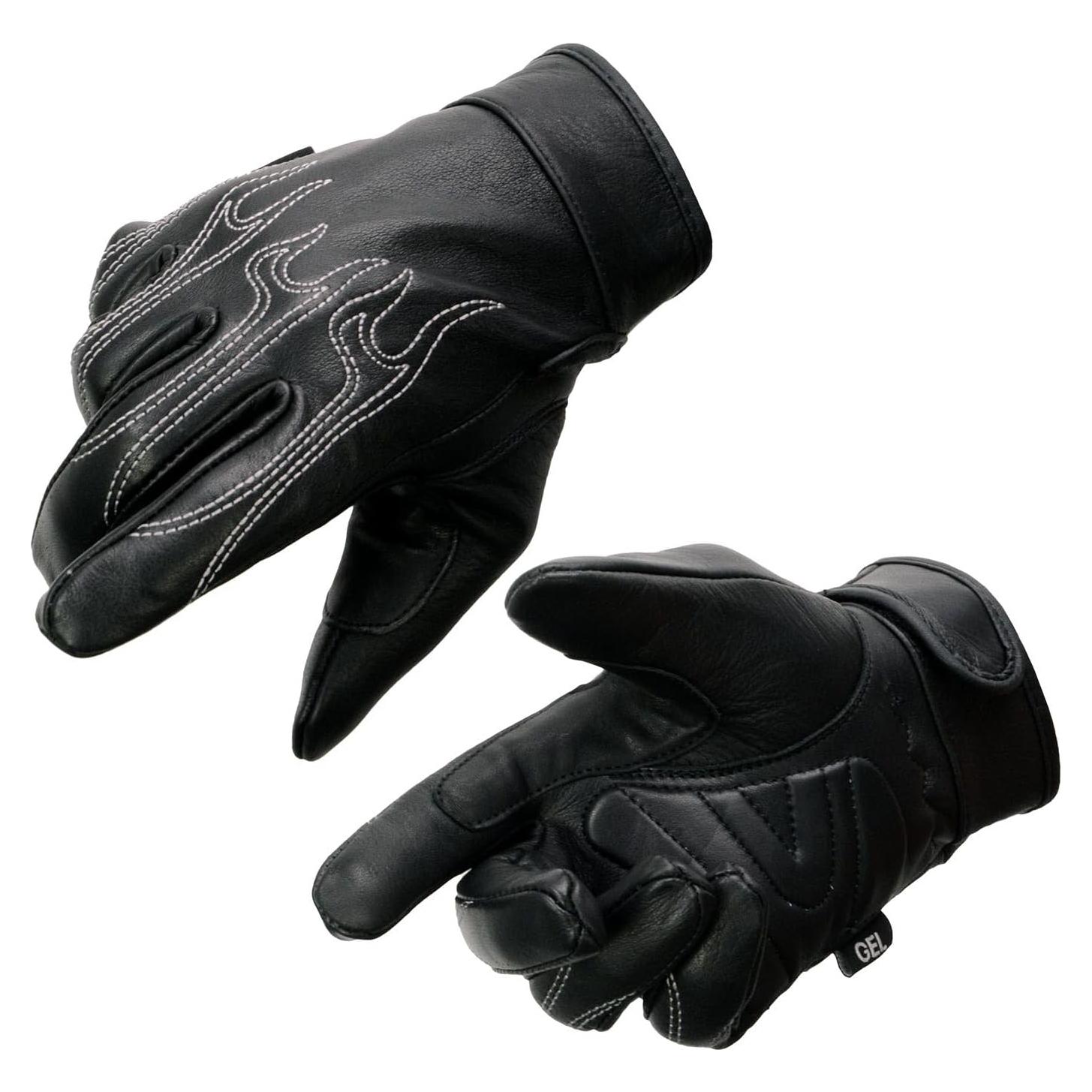 Guantes de Cuero Negro Milwaukee Leather SH820 con Gel