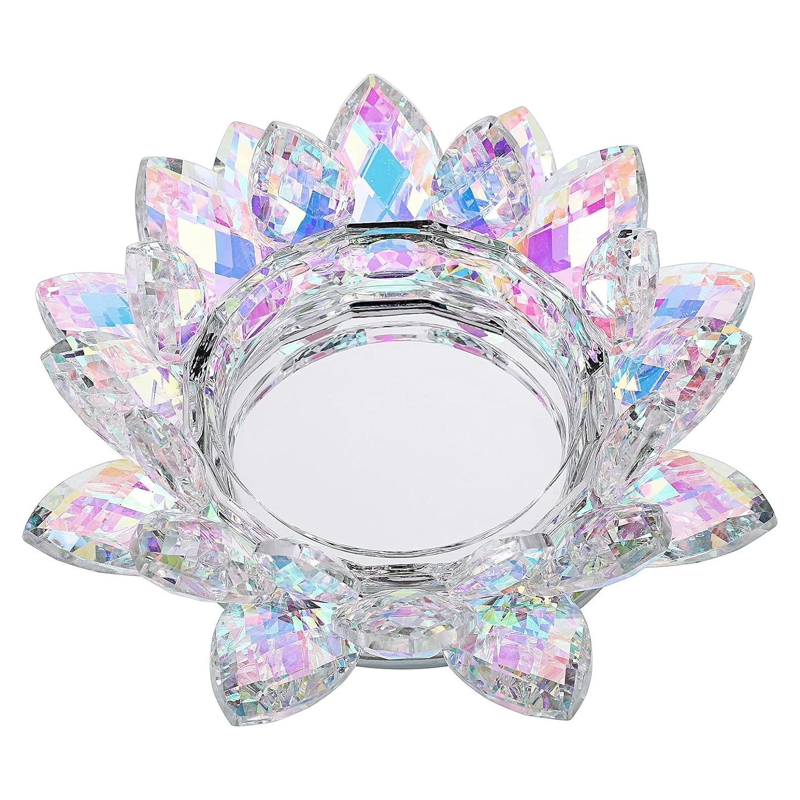 Soporte de Vela de Cristal Loto OwnMy 24x11x24 cm Color AB