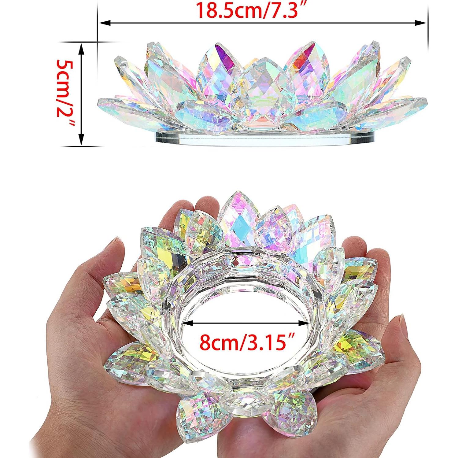 Soporte de Vela de Cristal Loto OwnMy 24x11x24 cm Color AB