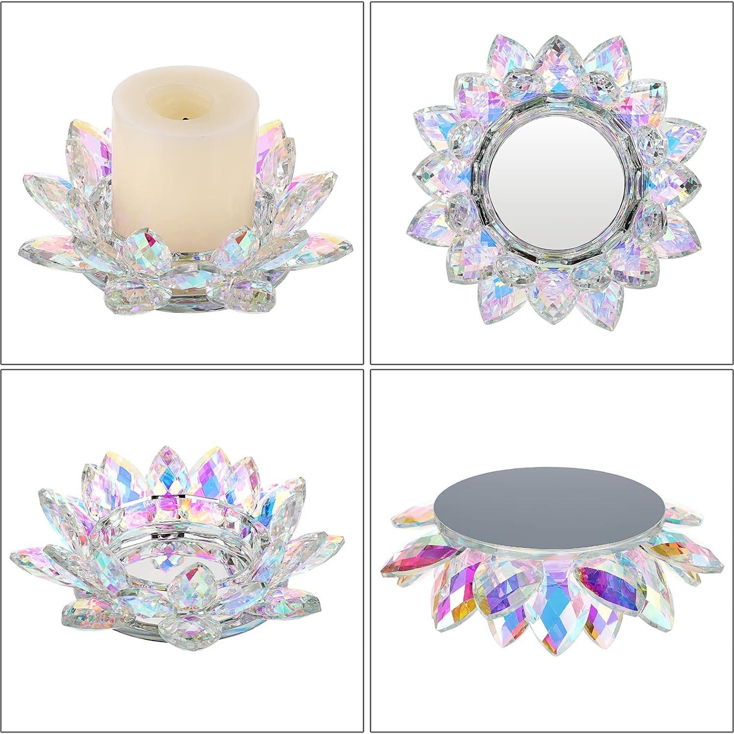 Soporte de Vela de Cristal Loto OwnMy 24x11x24 cm Color AB