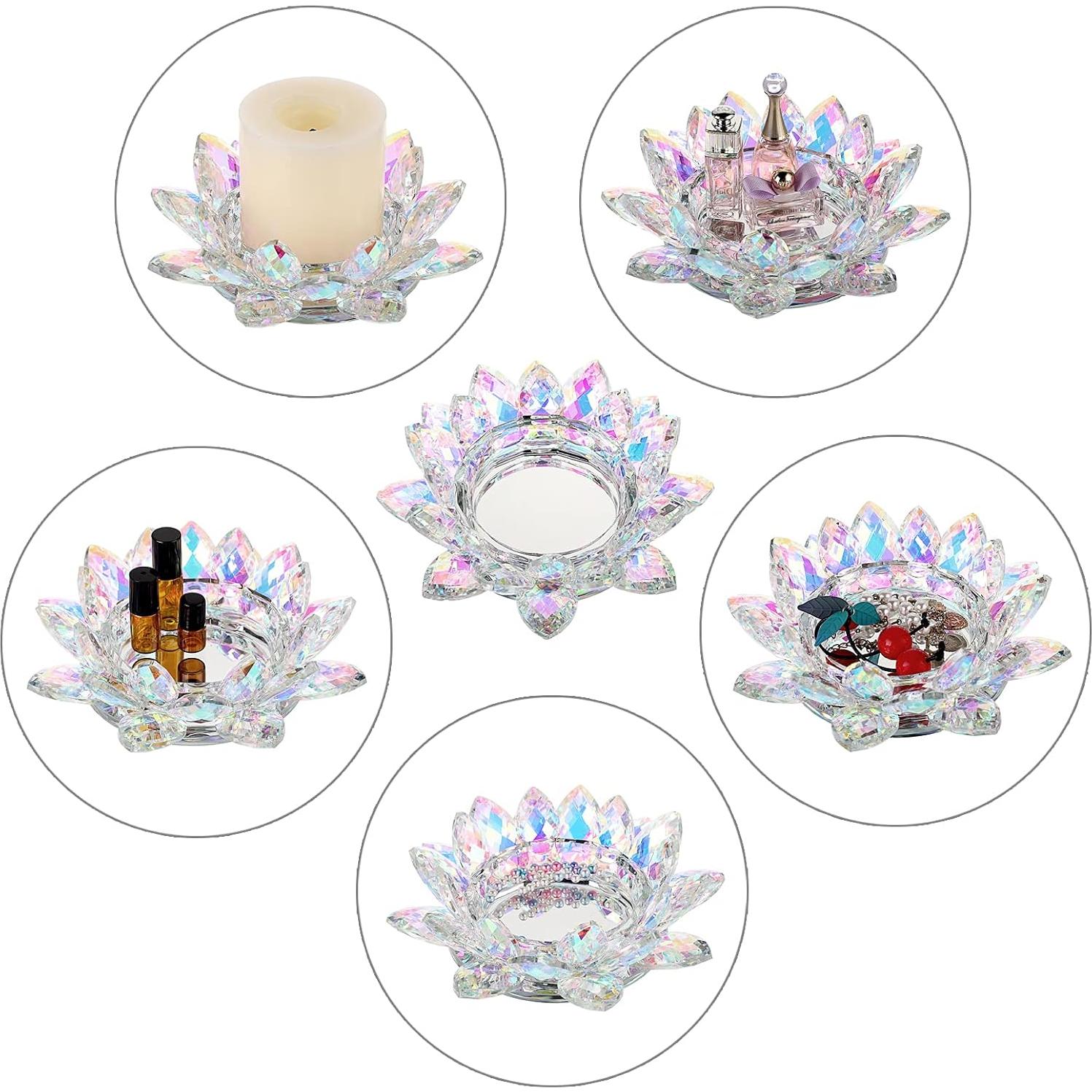 Soporte de Vela de Cristal Loto OwnMy 24x11x24 cm Color AB