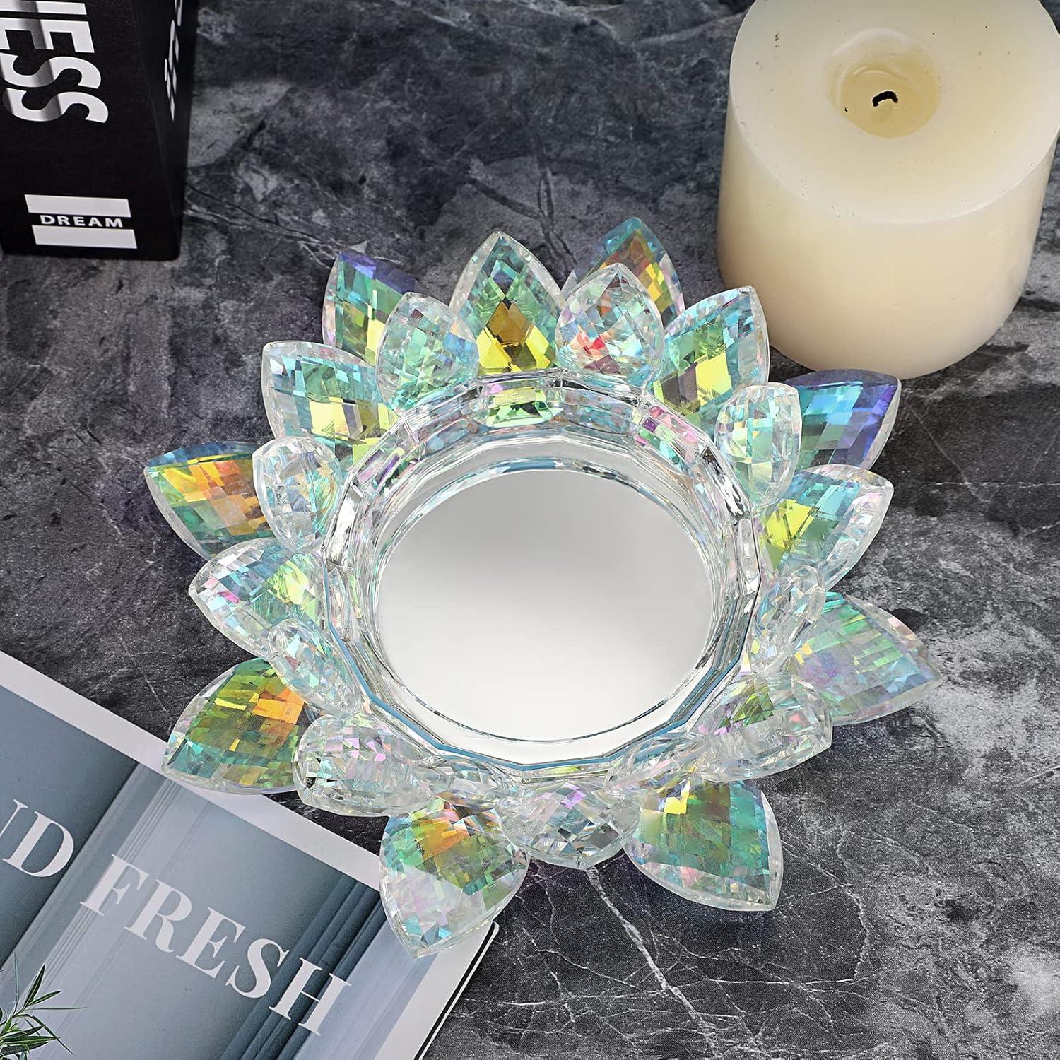 Soporte de Vela de Cristal Loto OwnMy 24x11x24 cm Color AB