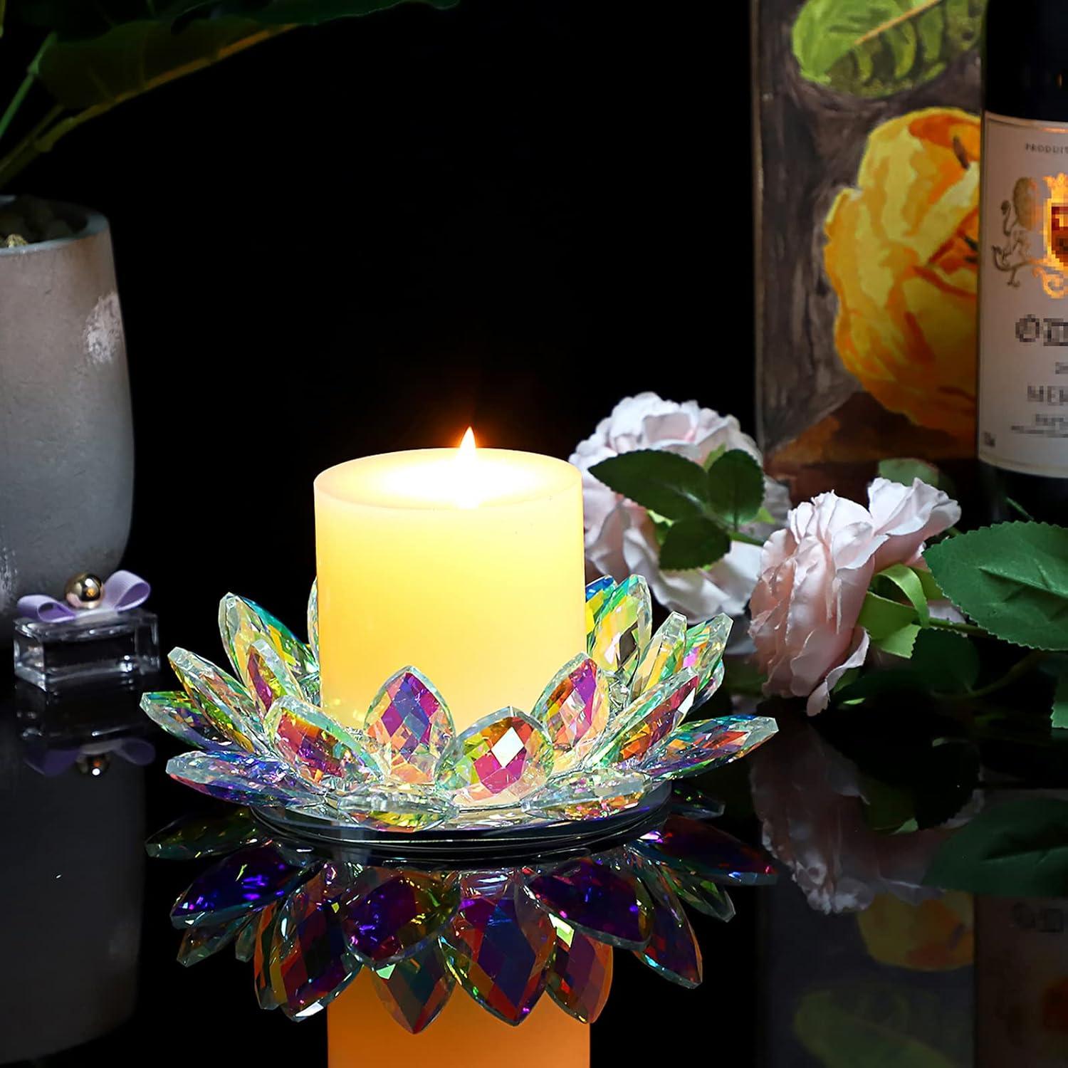 Soporte de Vela de Cristal Loto OwnMy 24x11x24 cm Color AB