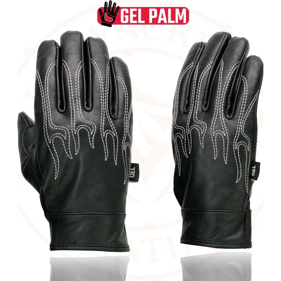 Guantes de Cuero Negro Milwaukee Leather SH820 con Gel