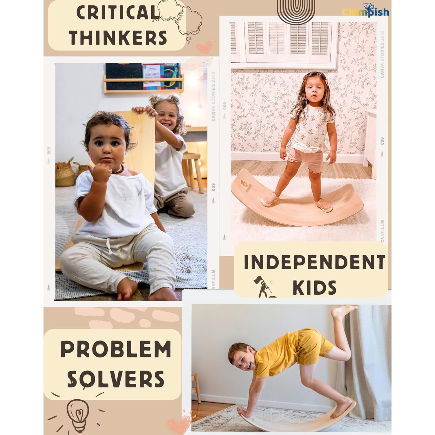 Tabla de Equilibrio de Madera Chimpish 94 cm para Niños