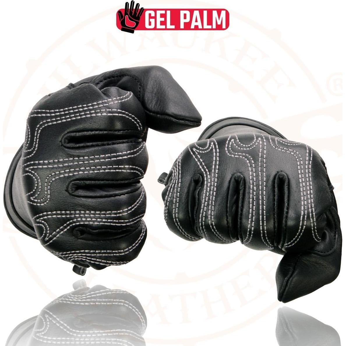 Guantes de cuero Milwaukee Leather SH820 con gel y ajuste