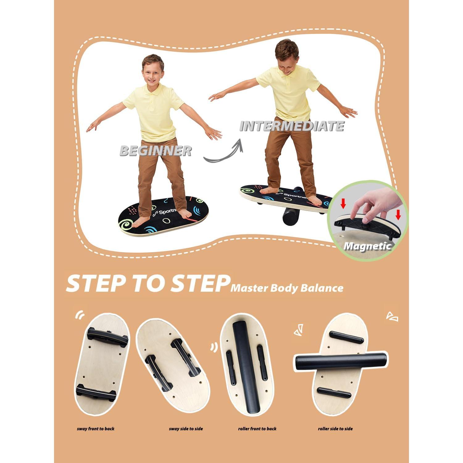 Tabla de Equilibrio Sportneer para Niños de Madera 50x21.6cm