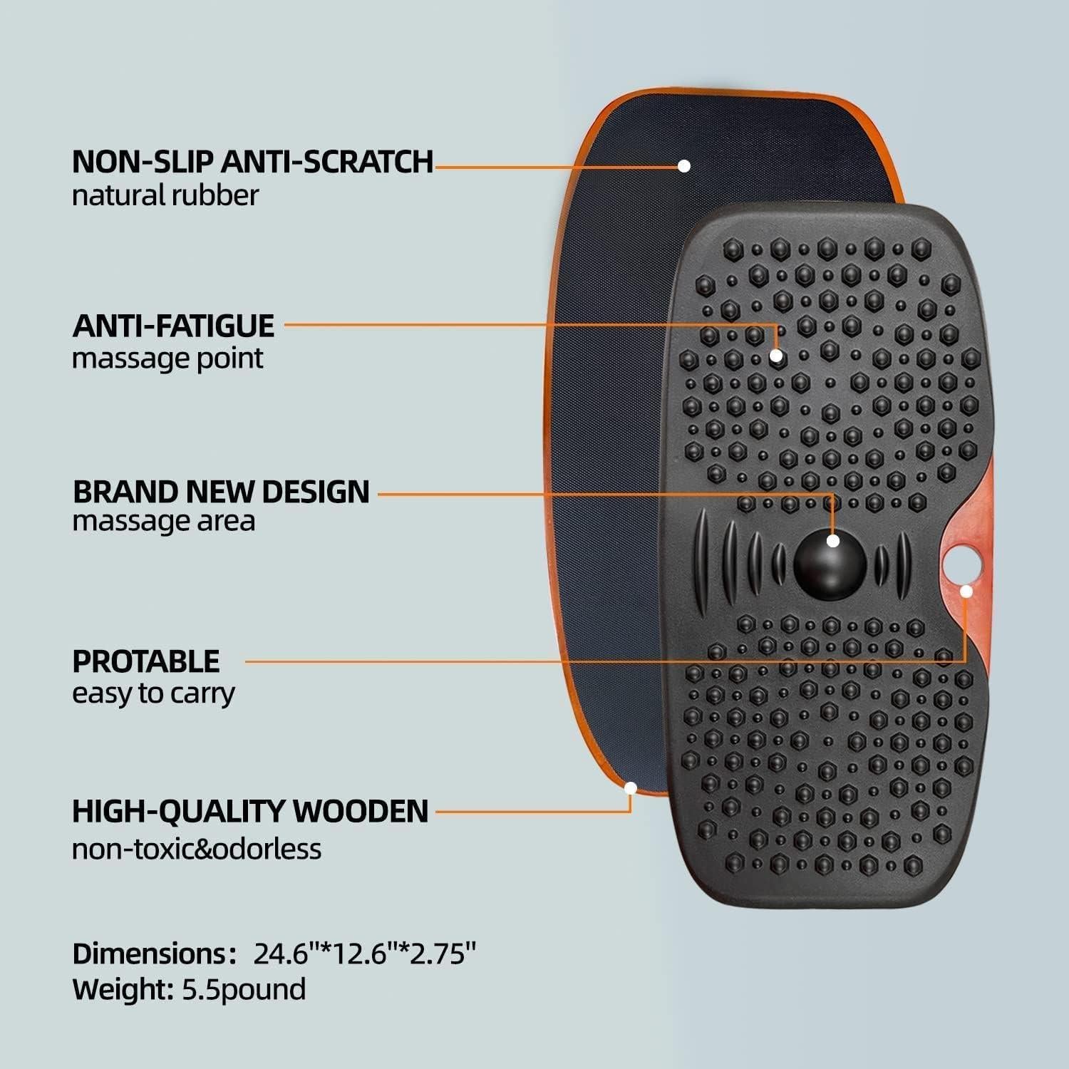 Alfombrilla de Confort Zealtop para Escritorio de Pie - Negro/Naranja