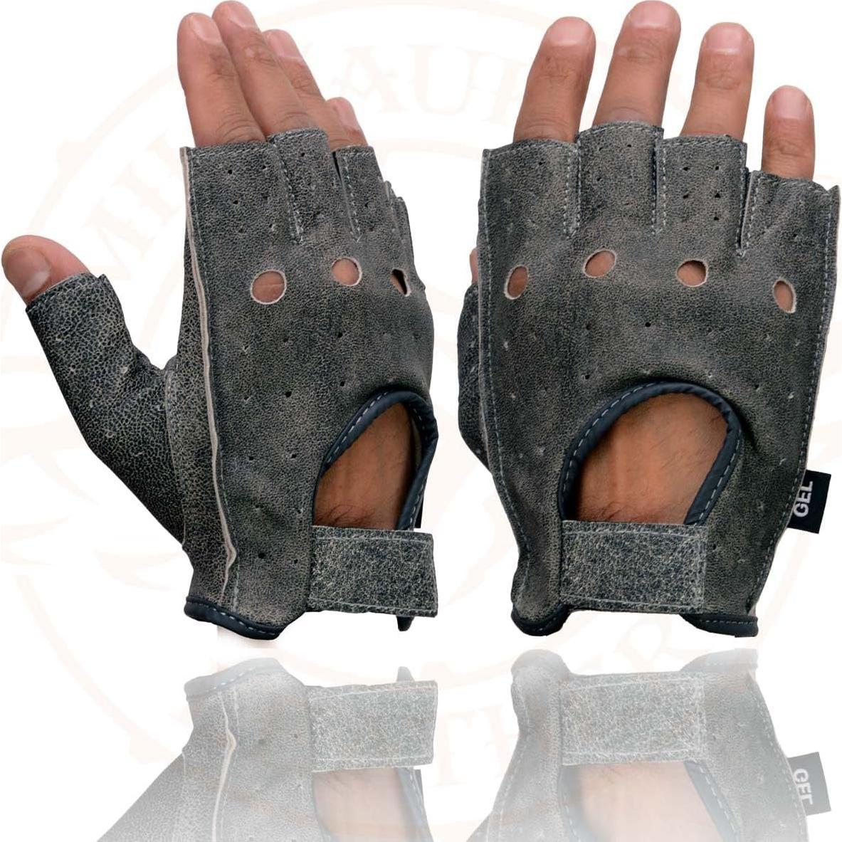 Guantes de motocicleta Milwaukee Leather MG7557 gris sin dedos