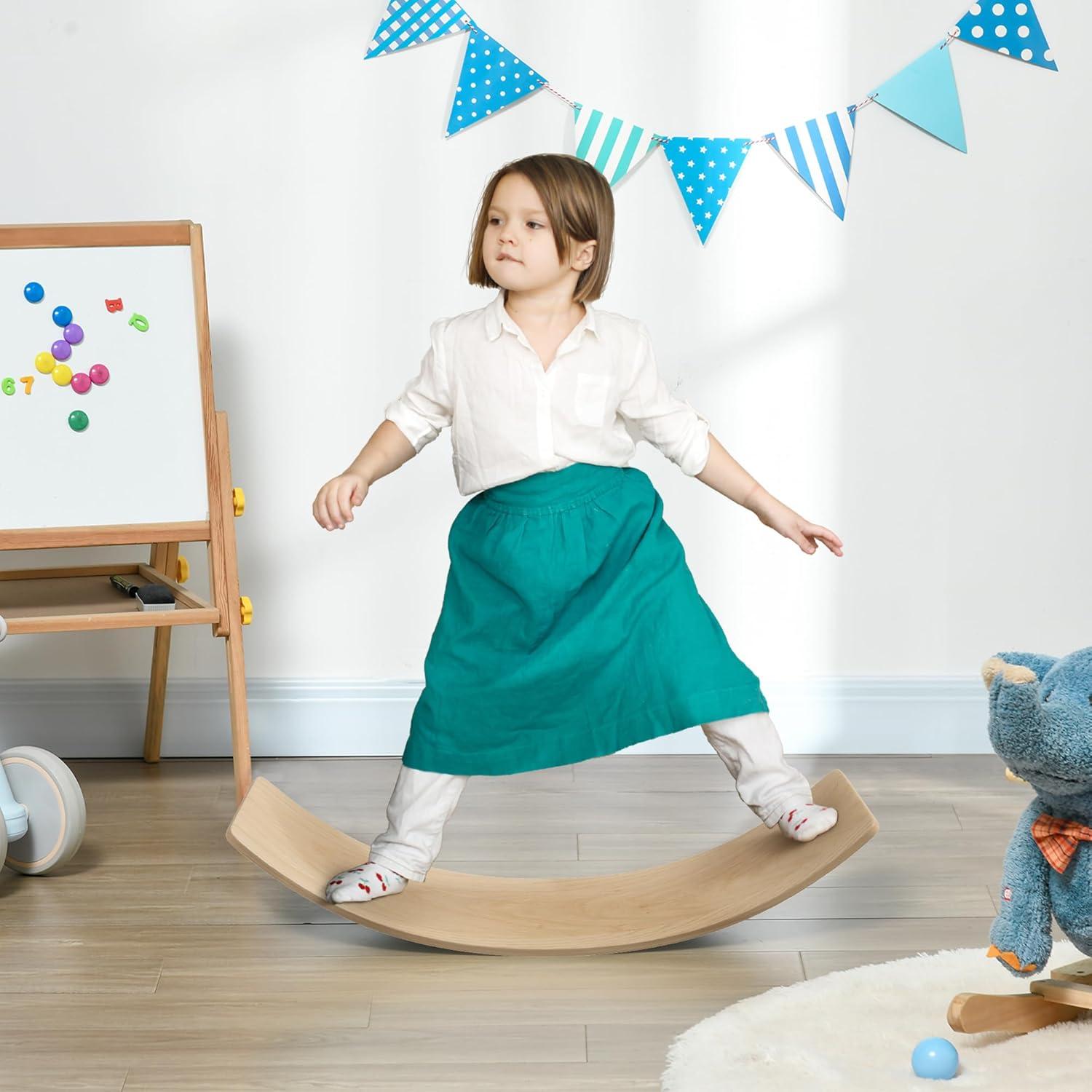 Tablero de Equilibrio Qaba de Madera 89 cm para Niños 3-8 Años