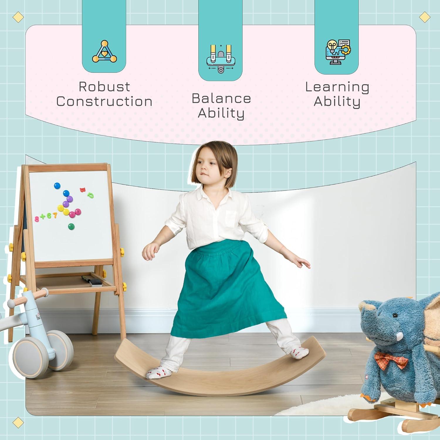 Tablero de Equilibrio Qaba de Madera 89 cm para Niños 3-8 Años