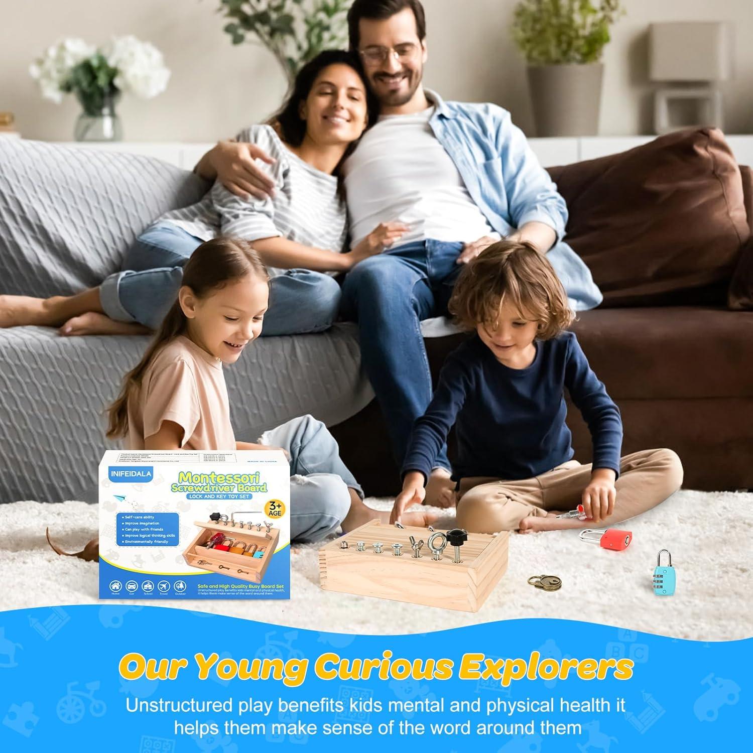 Juego de Tablero de Destornillador Montessori INIFEIDALA 5 Cerraduras