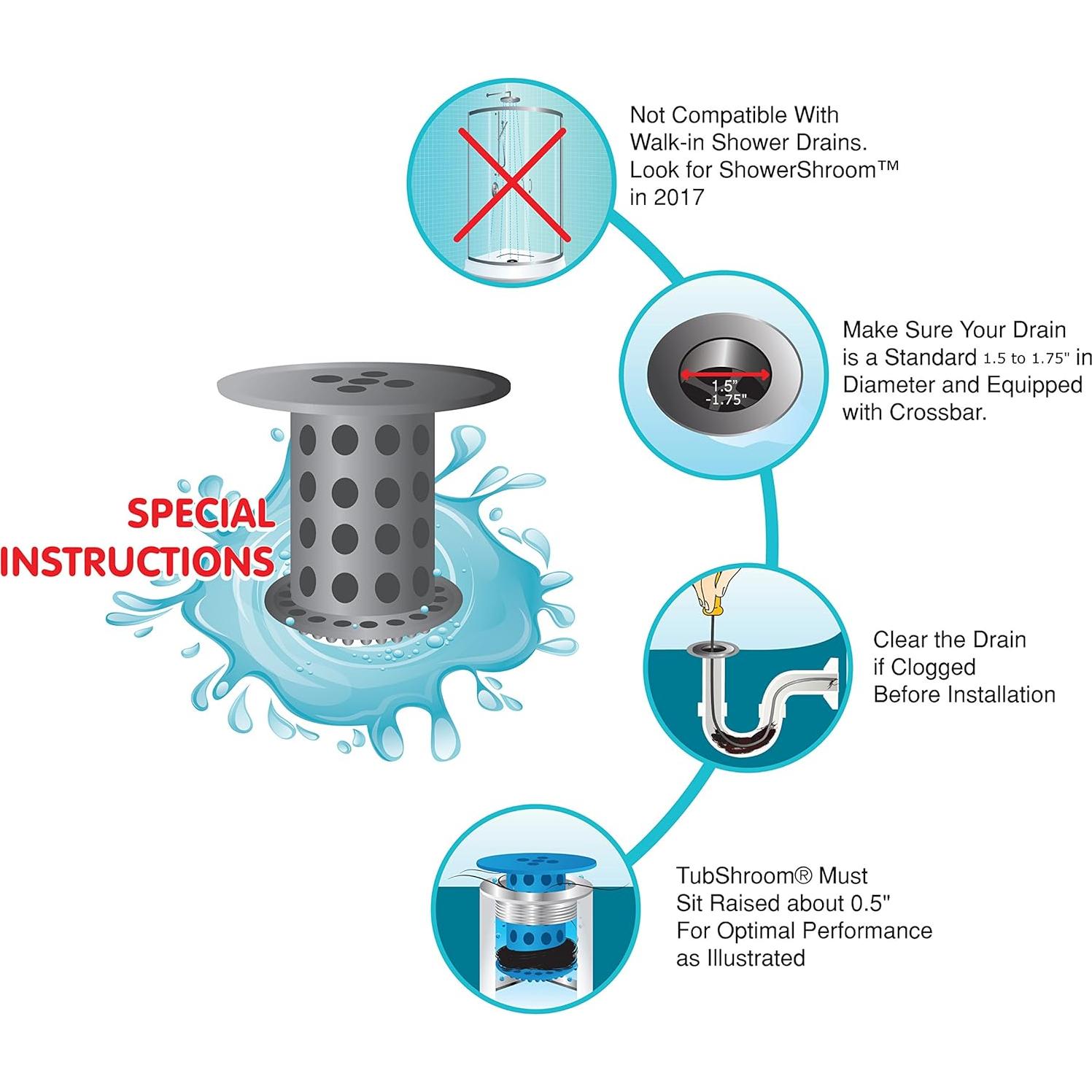 Captador de Cabello TubShroom - 2 Piezas Cromo 5.7 cm