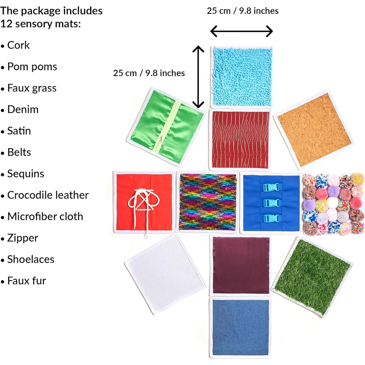 Panel Sensorial para Niños Odoxia | 12 Piezas Táctiles 25cm