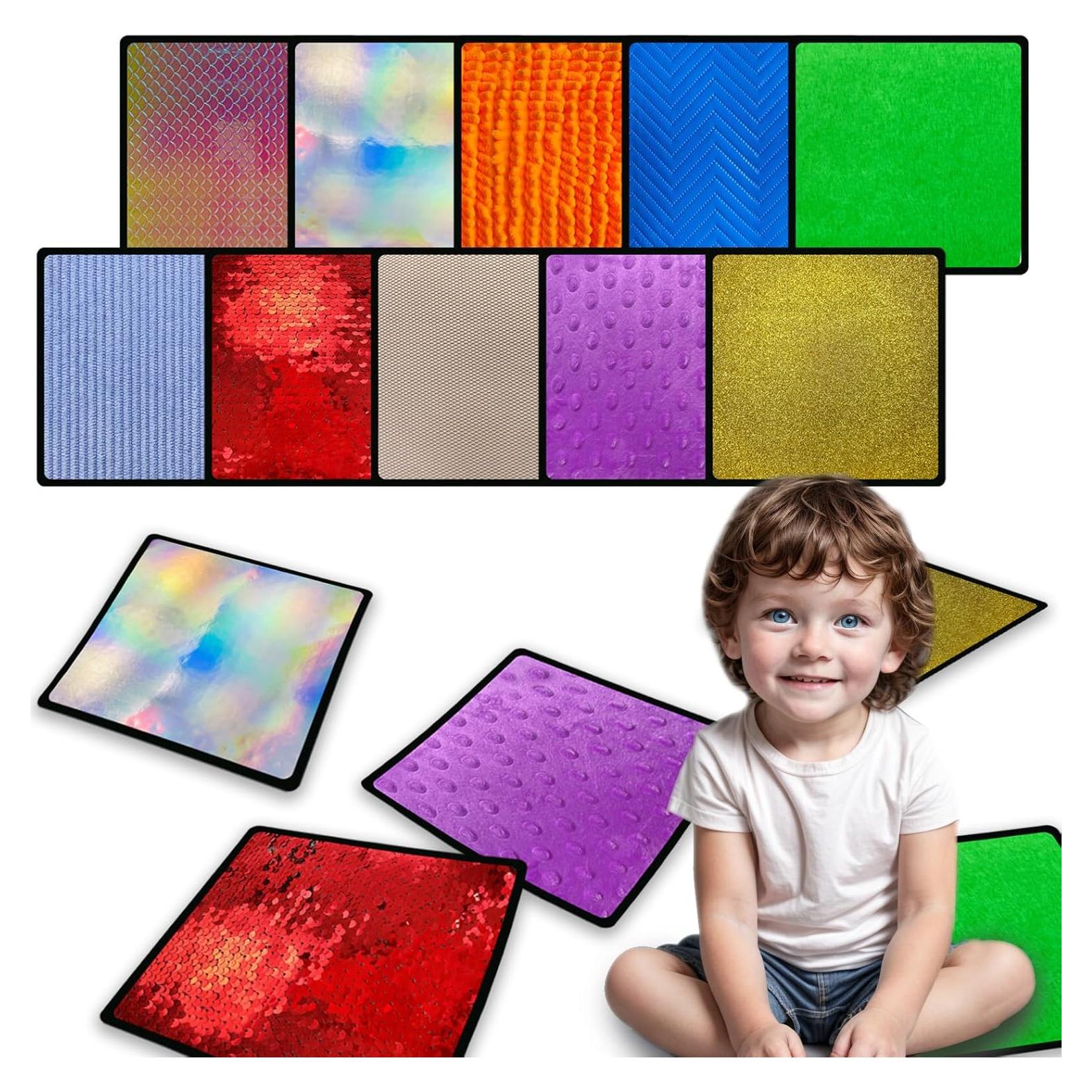 10 Alfombrillas Sensoriales Cuadradas Bouiexye 22x22cm Multicolor