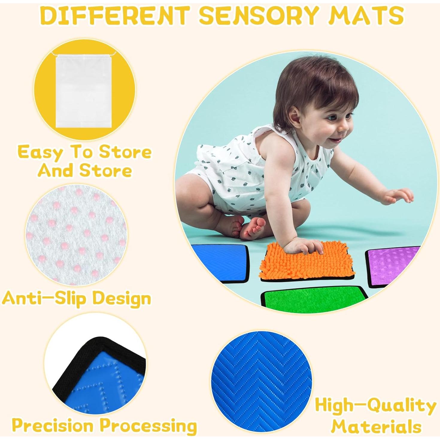 10 Alfombrillas Sensoriales Cuadradas Bouiexye 22x22cm Multicolor