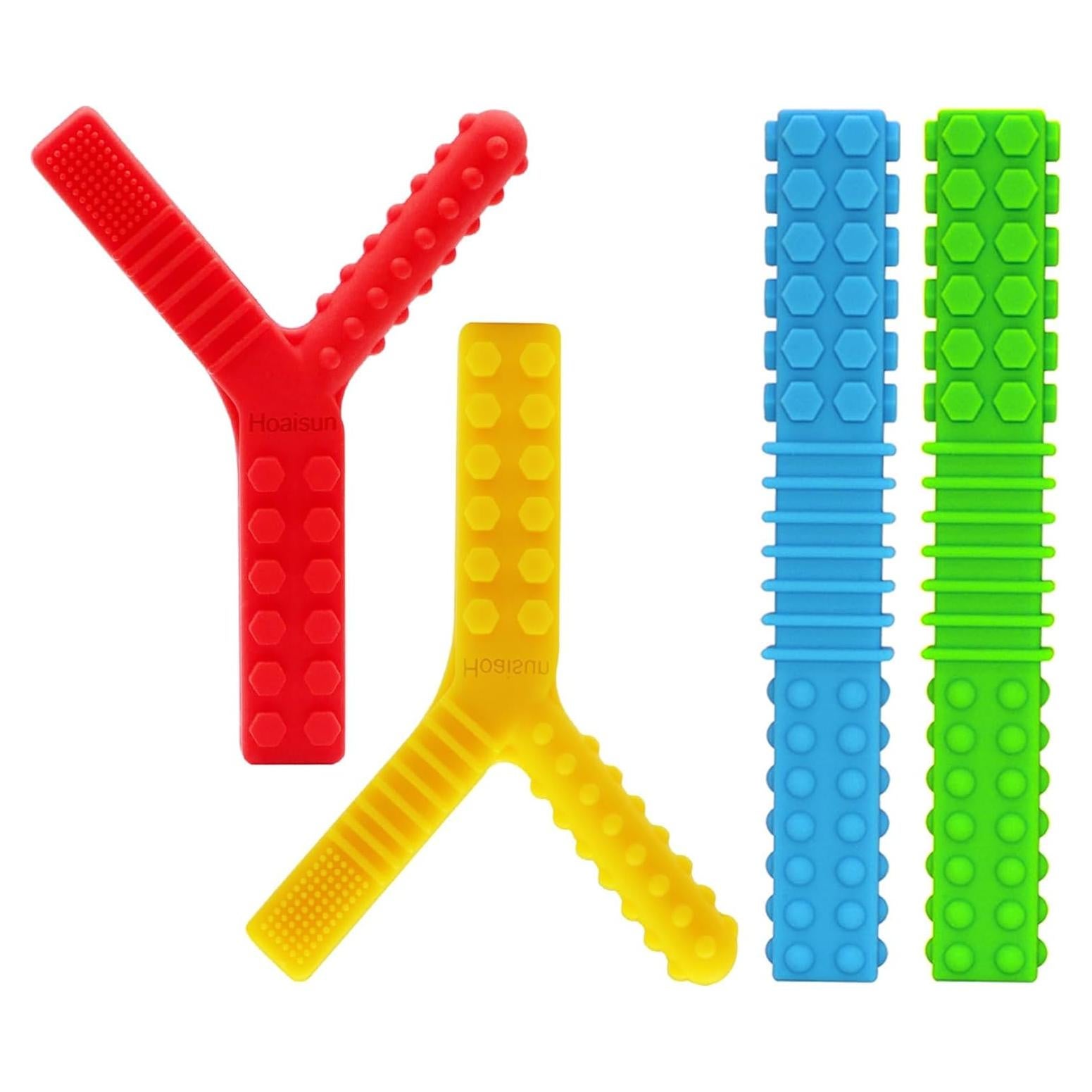 Juguetes Masticables Sensoriales para Niños Autistas - 4 Tubos de Silicona