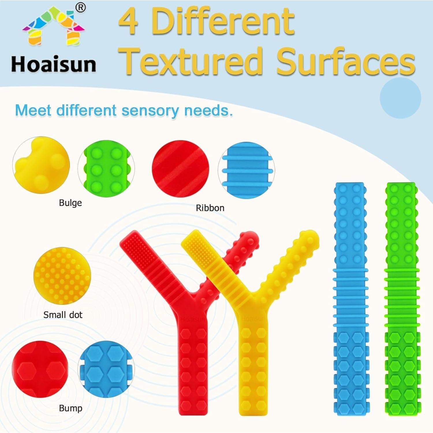 Juguetes Masticables Sensoriales para Niños Autistas - 4 Tubos de Silicona