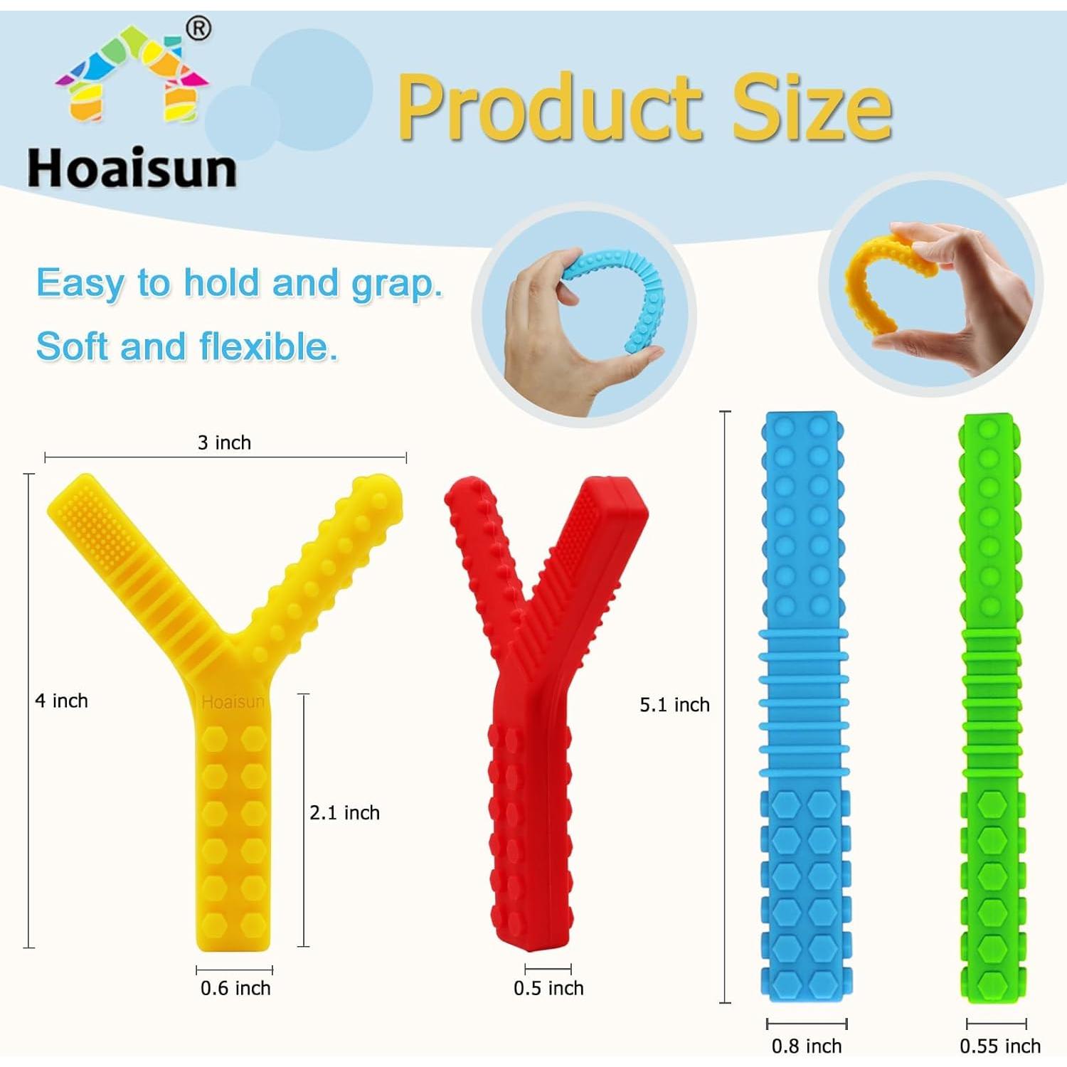 Juguetes Masticables Sensoriales para Niños Autistas - 4 Tubos de Silicona