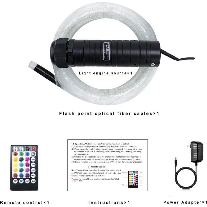 Kit de luces de cortina de fibra óptica RGBW AMKI 6W 2m