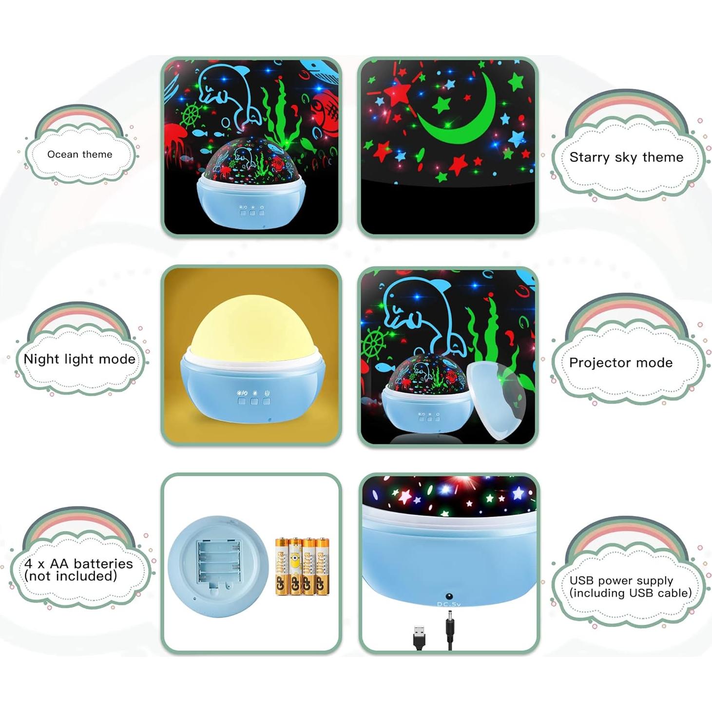 Proyector de Luz Nocturna Estrellada Kevap 12.7cm Negro