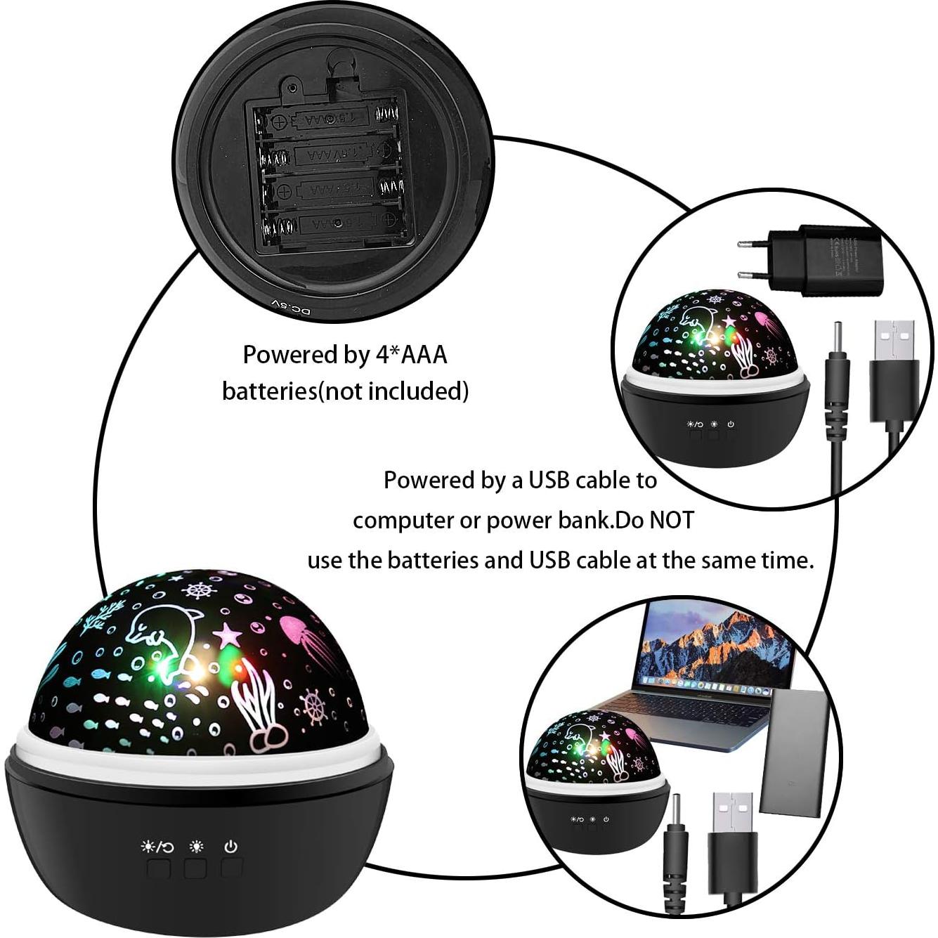 Proyector de Luz Nocturna Estrellada Kevap 12.7cm Negro