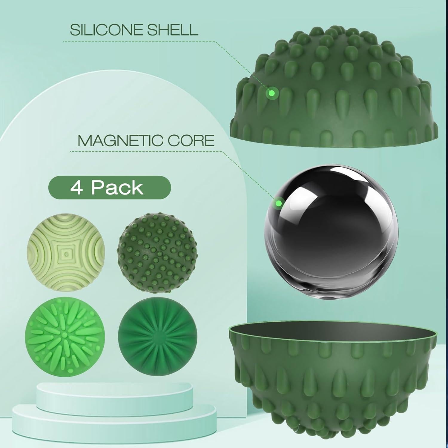 Bolas Magnéticas de Silicona Longcheng - Juguetes Sensoriales 4 Piezas