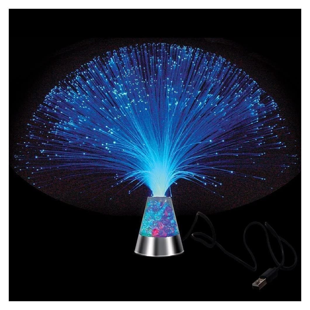 Lámpara de fibra óptica JALORDE 33cm con base de cristales