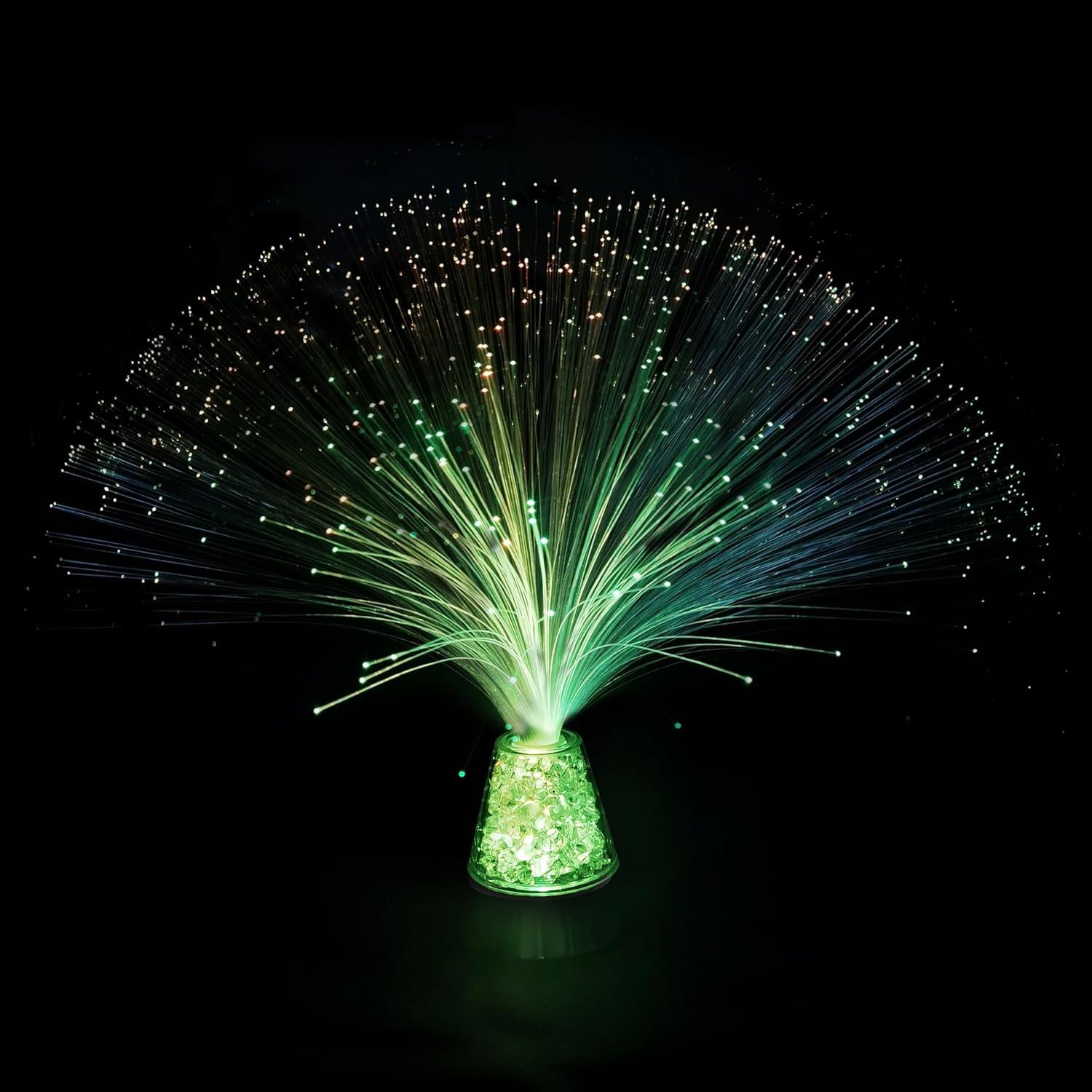 Lámpara de fibra óptica JALORDE 33cm con base de cristales