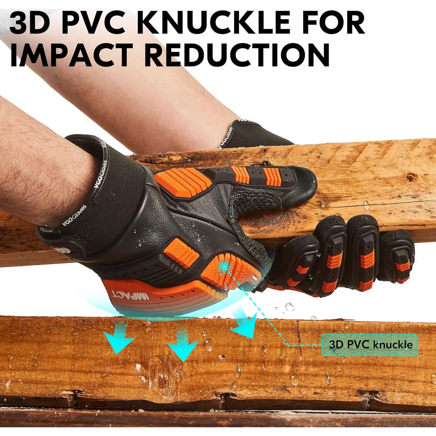 Guantes de Trabajo Vgo 1 Par de Cuero Resistente al Agua