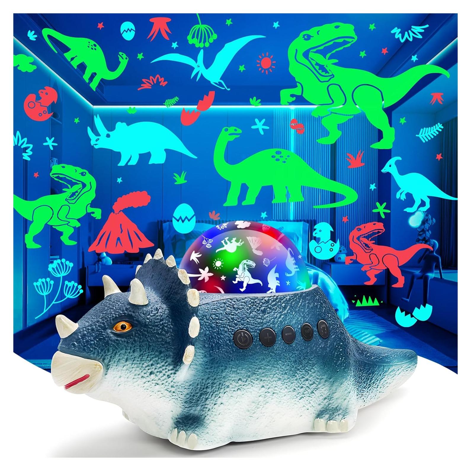 Proyector de Luz Nocturna Dinosaurio Beslike - 8 Colores, 14 Sonidos