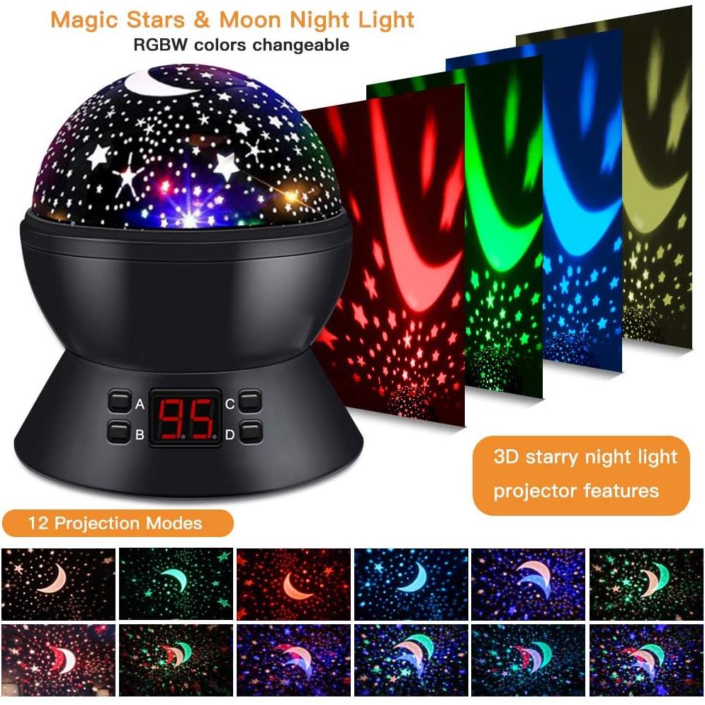 Proyector de Estrellas ANTEQI Luz Nocturna 15 cm Negro