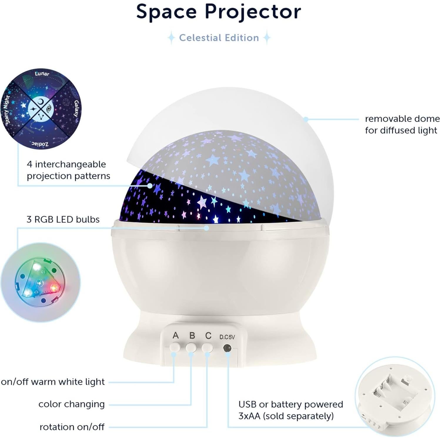 Proyector Espacial LED GLOBE 13766 Luz Nocturna 4 Patrones