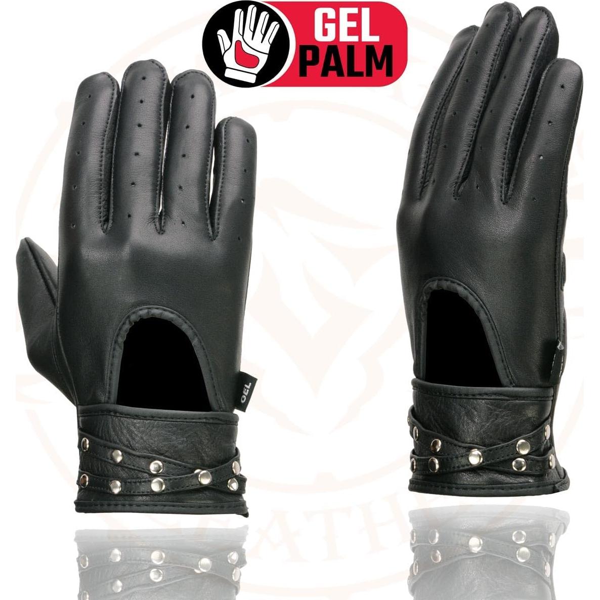 Guantes de moto de cuero negro Milwaukee Leather MG7765 mujer