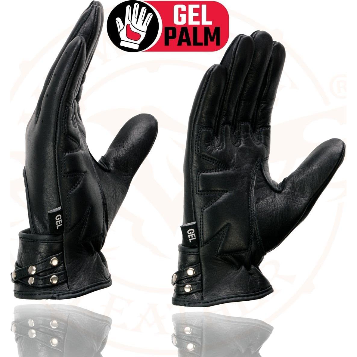 Guantes de moto de cuero negro Milwaukee Leather MG7765 mujer