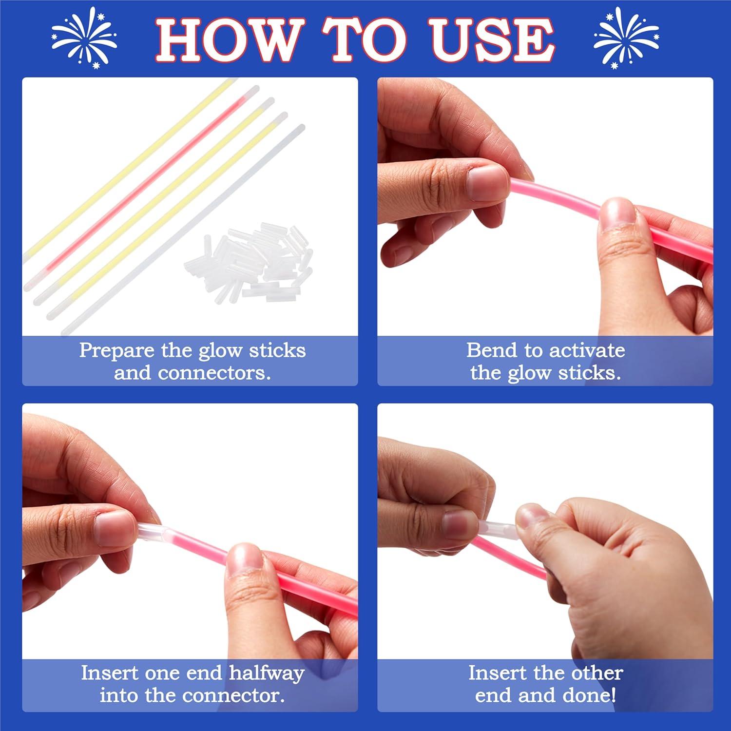 Palos Brillantes JOYIN 200 Pcs 20 cm Rojo Azul Blanco Fiesta