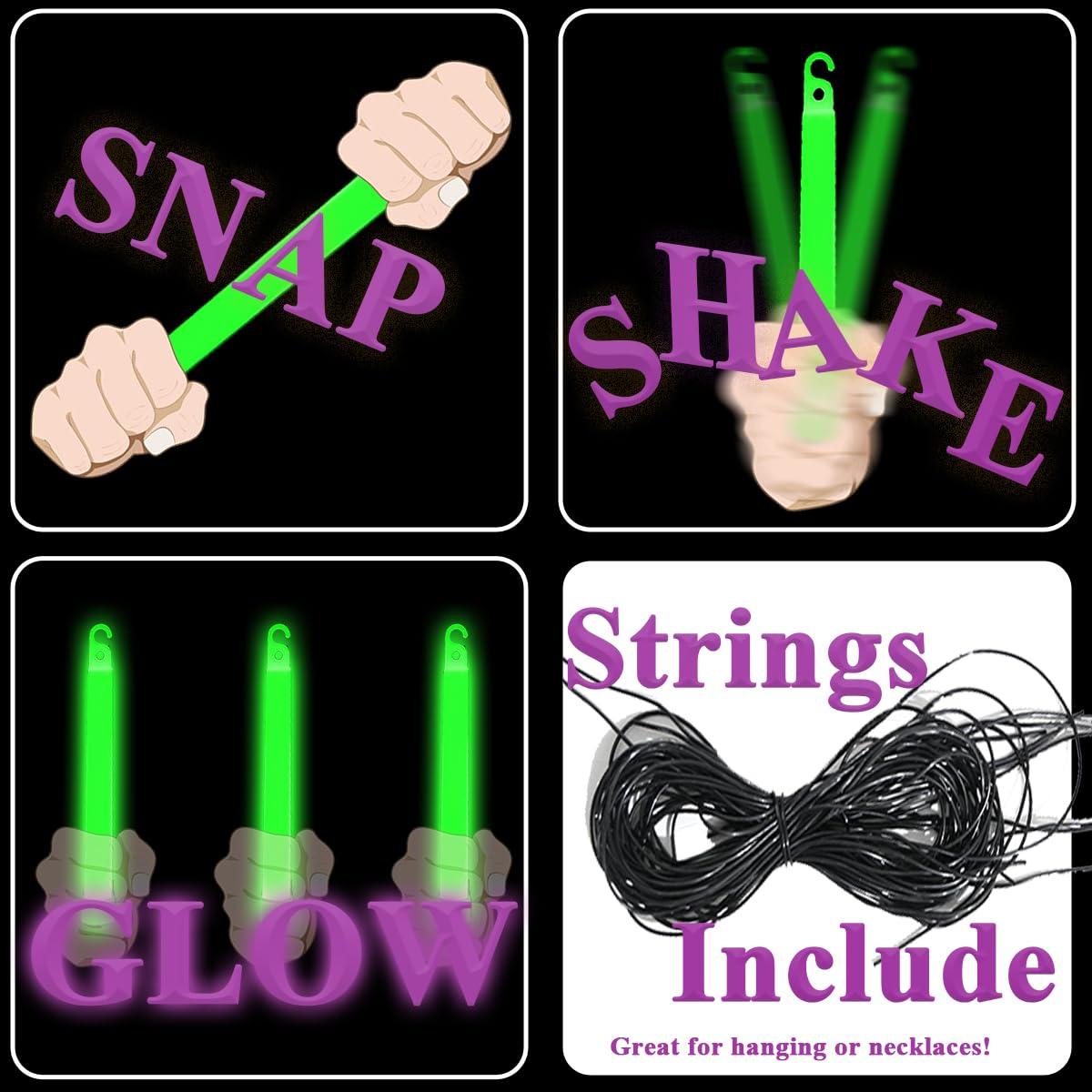 22 Palos de Luz Verde Brillantes GLOW YGB - 12 Horas de Duración