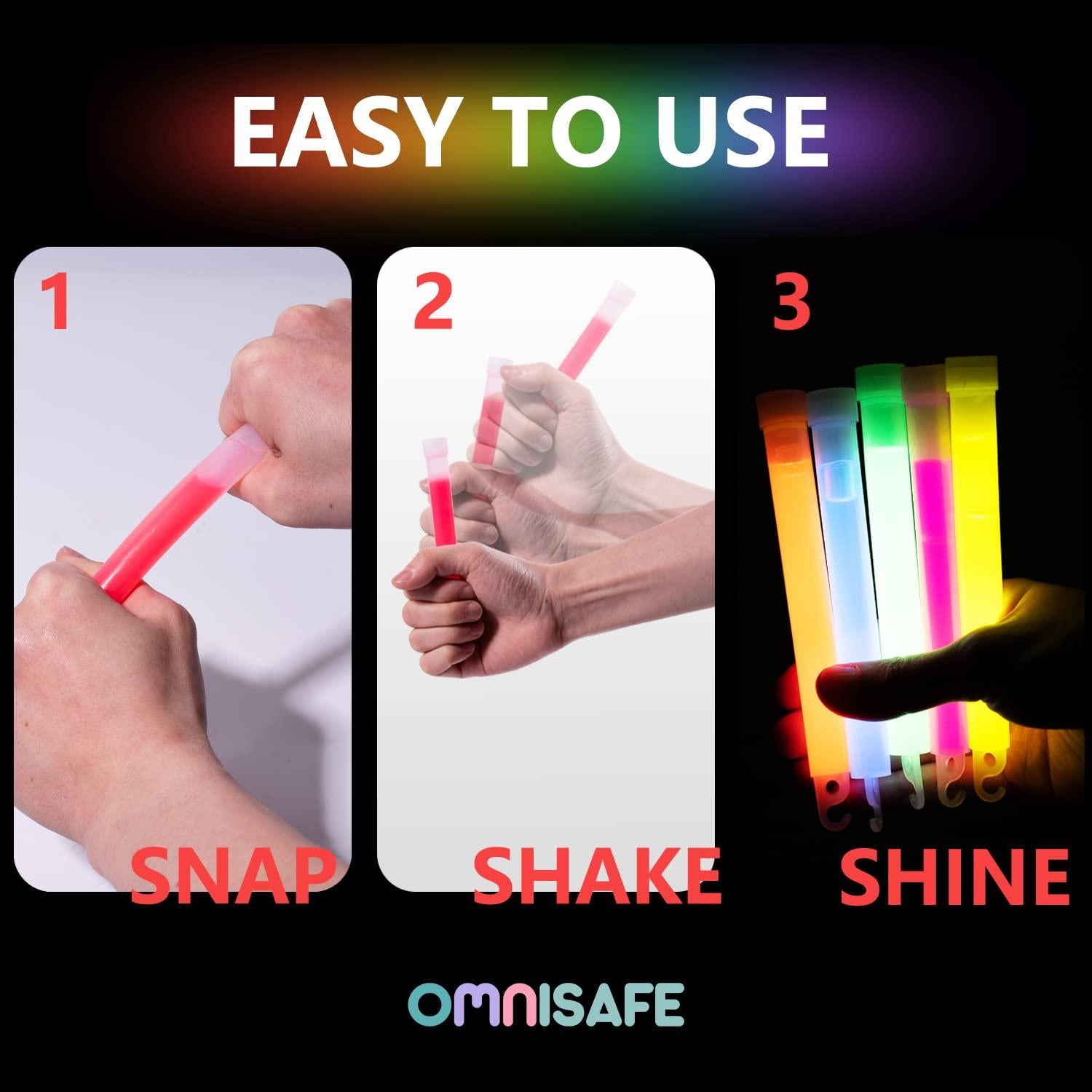 96 Palos de Luz Brillantes OMNISAFE 15 cm para Fiestas y Emergencias