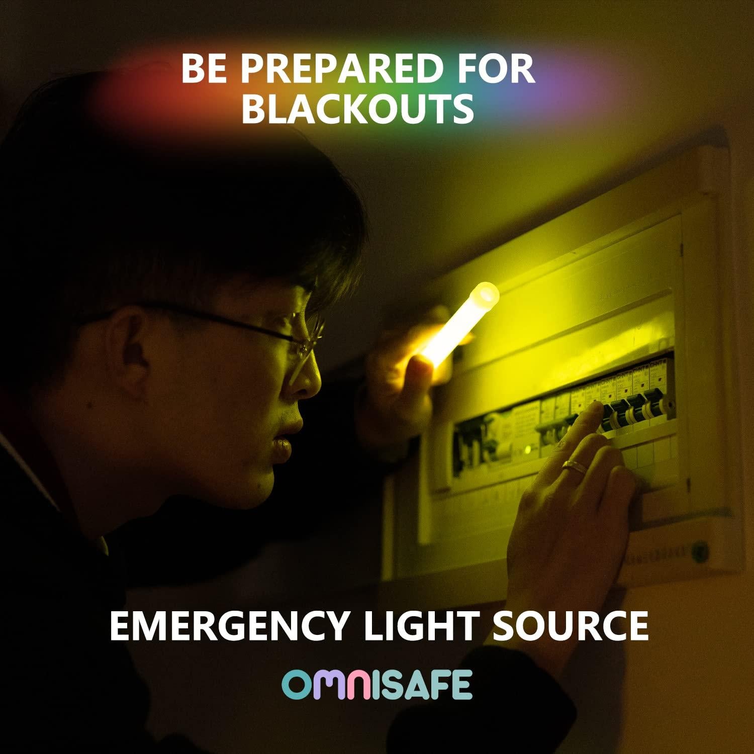 96 Palos de Luz Brillantes OMNISAFE 15 cm para Fiestas y Emergencias