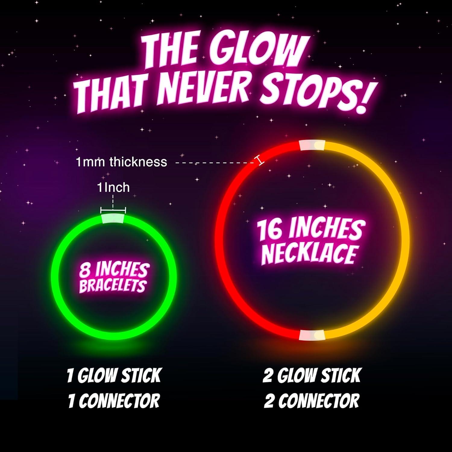 Brazaletes de Brillo Neon Mystical Fire 8" Pack 100 Unidades