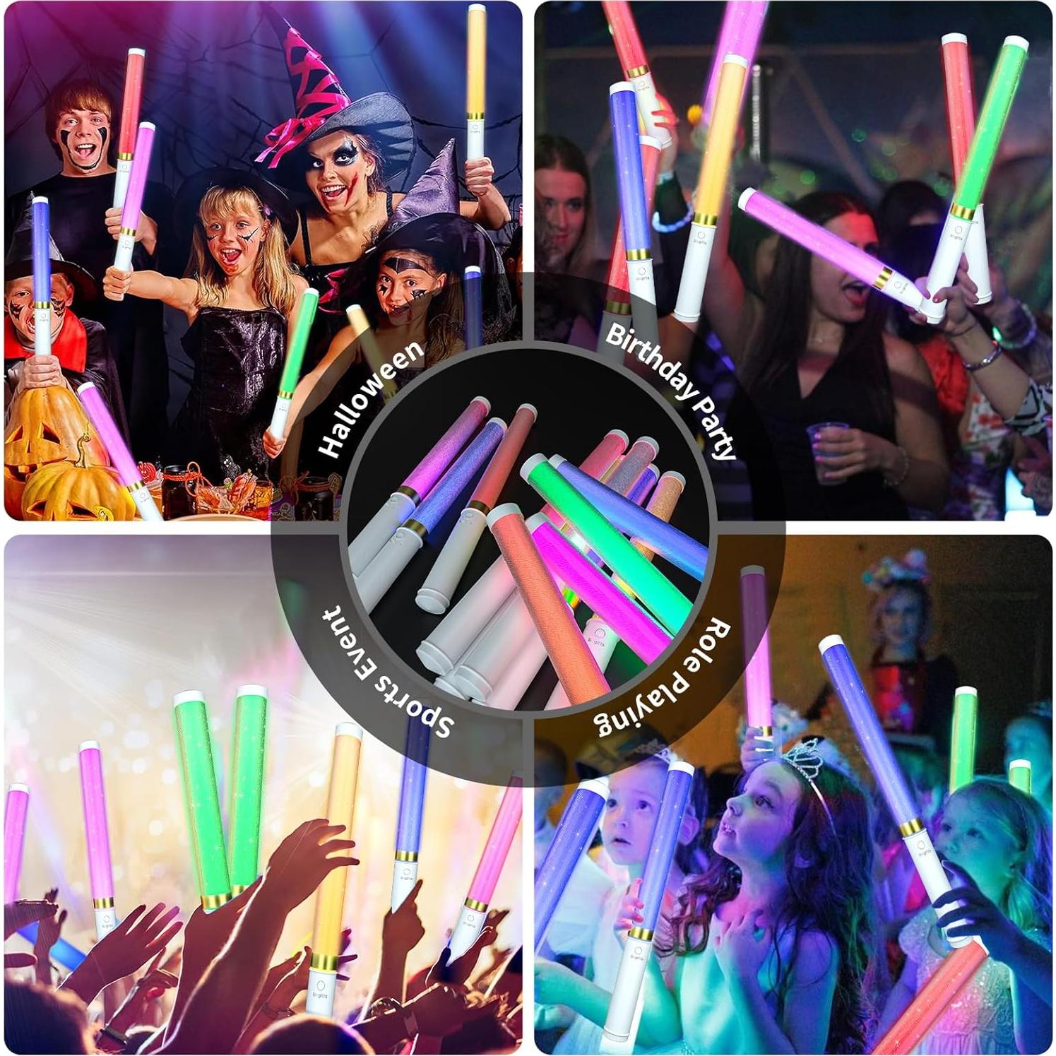 Palos de Luz LED Multicolor Bsgifts 2 Paquete 15 Colores