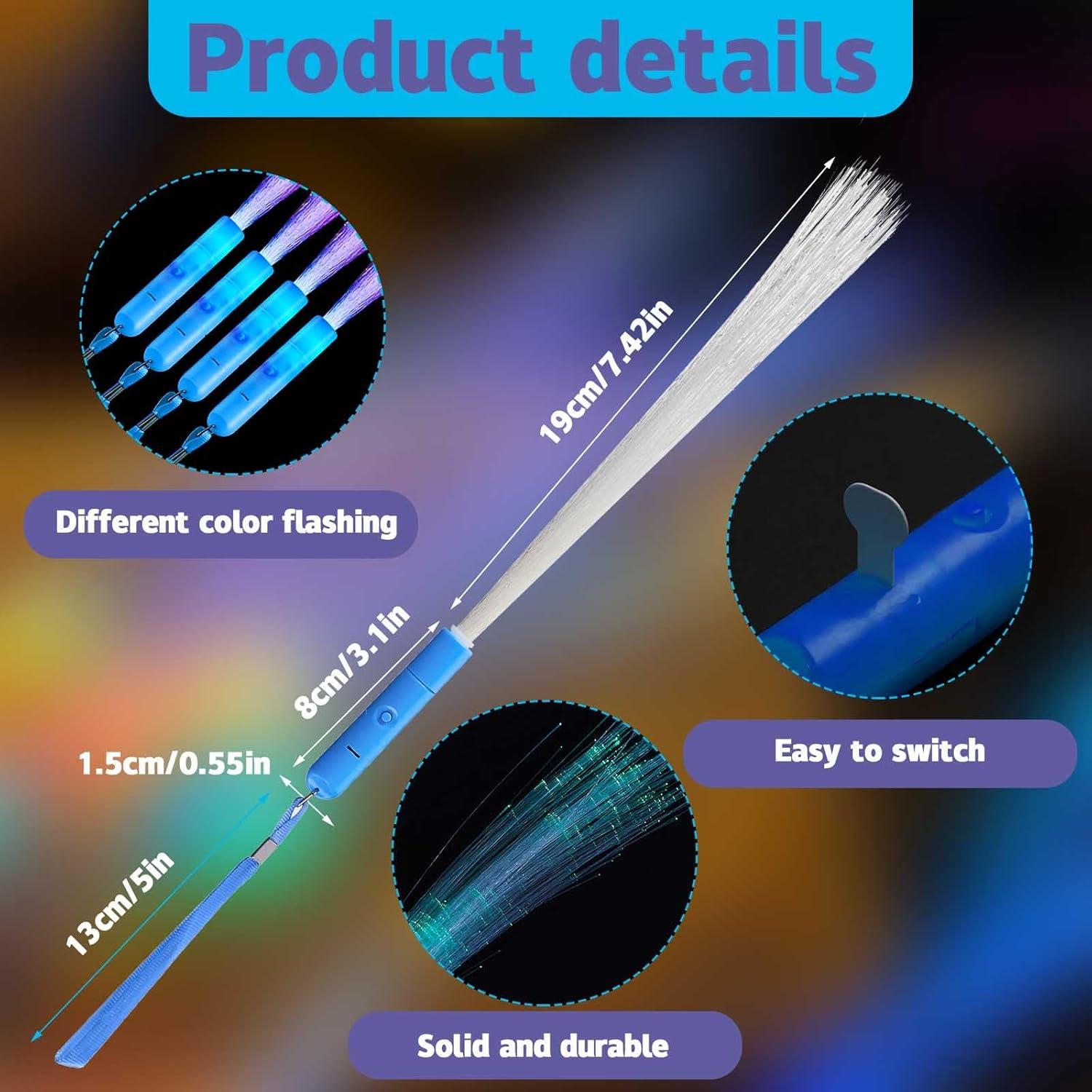 Varitas LED de Fibra Brillante Zhanmai 24 Piezas Azul