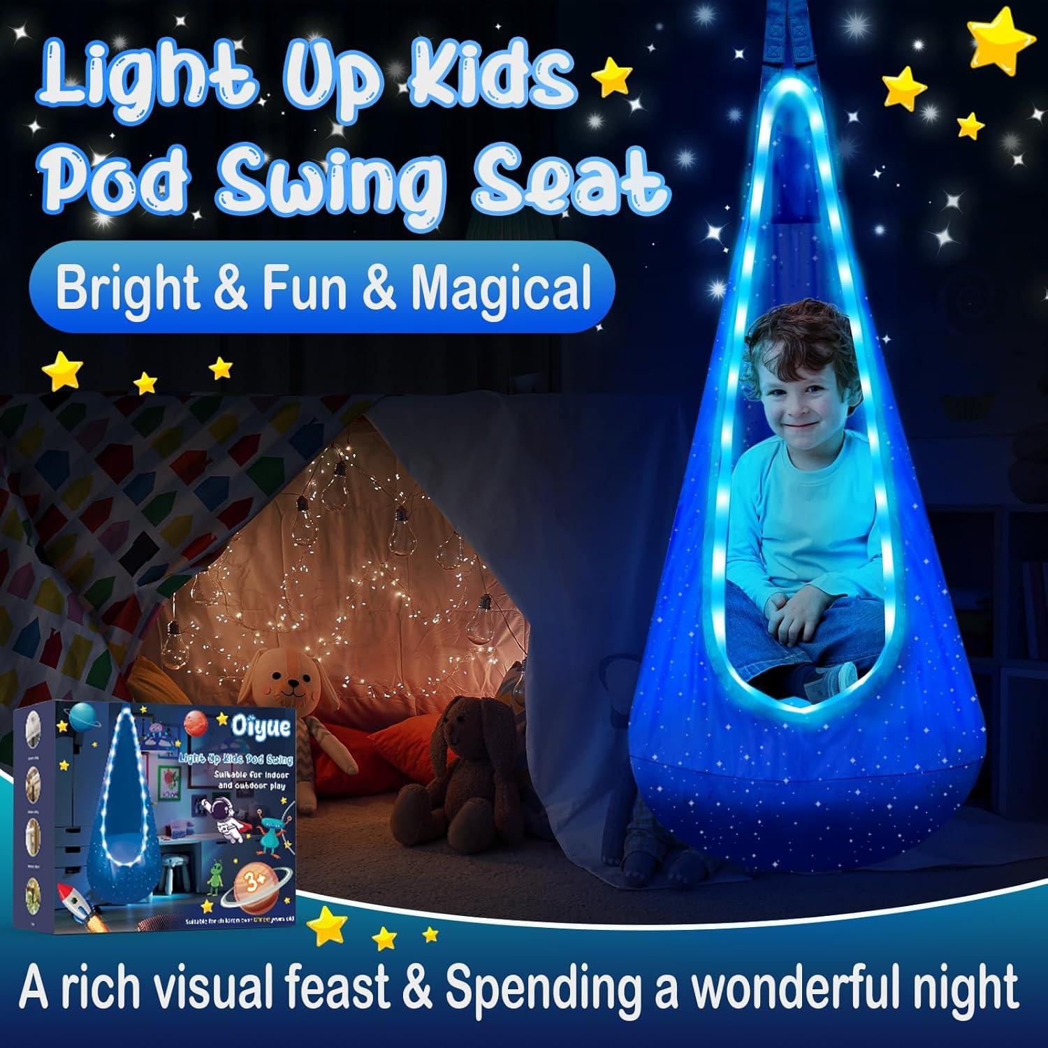 Columpio Pod Iluminado FNZU para Niños - Azul, Silla Hamaca
